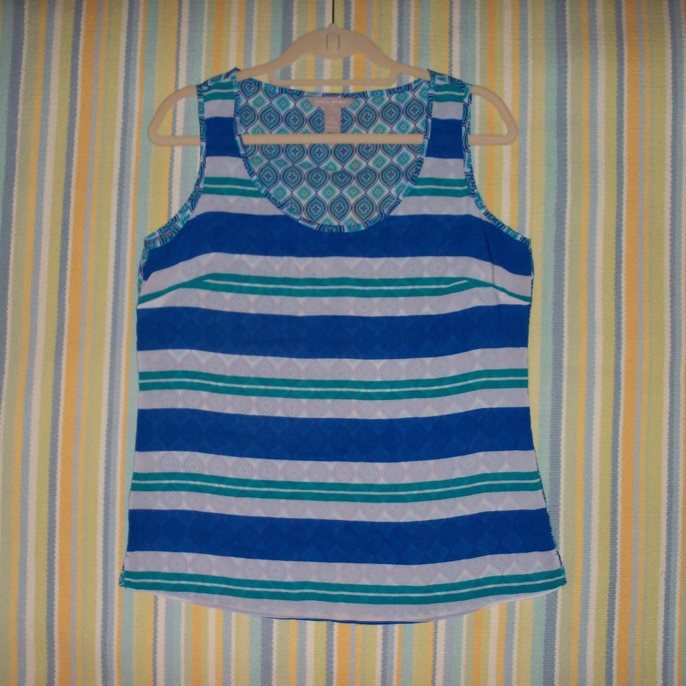 🛍️ BUNDLE ONLY -Banana Republic Blue/Teal/White Striped Tank M